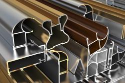 Stack of multi-colored aluminum extrusions
