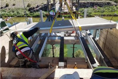 Aluma bridge being installed in Colorado