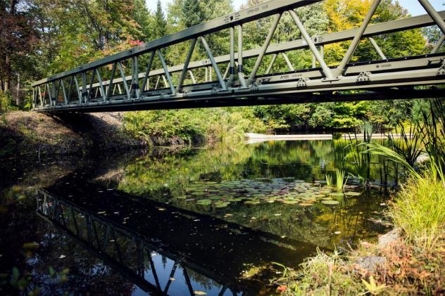 Aluminum extruded light vehicle military bridge over stream